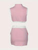 Summer Office Lady Slim Fit Solid Color Zipper 2 Two Piece sets Sleeveless