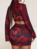 Elegant Chinese Style Black and Red Dragon Print