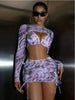 Hot Summer Trend Fashion Print Sexy Bikini Four-Piece Set