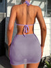 Plain Purple Chain Decor Shinny Fabric