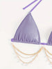 Plain Purple Chain Decor Shinny Fabric