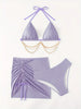 Plain Purple Chain Decor Shinny Fabric