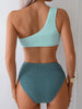 Elegant Mint Green One-Shoulder Crop Top Swimsuit