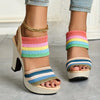 Women's Rainbow Woven Striped Platform Sandals