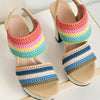 Women's Rainbow Woven Striped Platform Sandals