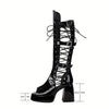 Women's Black High Heel Chunky Platform Open