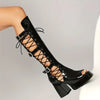 Women's Black High Heel Chunky Platform Open