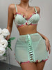 3pcs Women'S Sexy Lace Floral Corset Set with Underwire