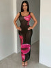 Women's Bohemian Floral Print Sheer Mesh Dress