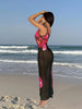 Women's Bohemian Floral Print Sheer Mesh Dress