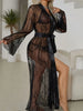 A Two-Piece Set of Sexy Lace-Garbed Black Sleepwear