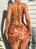 Women'S Floral Print Bikini Set with Lace-Up Straps
