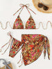 Women'S Floral Print Bikini Set with Lace-Up Straps