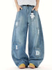 Men'S Oversized Loose Fit Jeans with Multi-Pocket Design