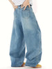 Men'S Oversized Loose Fit Jeans with Multi-Pocket Design