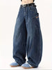 Men'S American Street Style Washed Distressed Straight Cut Loose Fit Jeans