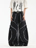 Men's Vintage Streetwear Distressed Wide-Leg Jeans with Frayed Hem