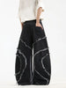 Men's Vintage Streetwear Distressed Wide-Leg Jeans with Frayed Hem