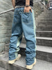 American high street niche design frayed hem loose jeans