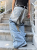 Trendy Ombre Blue Denim Flare Jeans with Ripped Detail