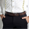 Men'S Black Crocodile Pattern Belt