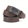 BH Men's Vintage-Style Black Faux Leather Belt