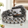 Men'S Punk Style Studded Belt with Rhinestone and Metal Chain Detail