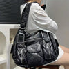 Y2K Style Women's Tote Bag - Black Synthetic Synthetic Leather