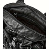 Gothic Punk-Inspired Black Faux Leather Tote Bag with Skull and Spider Metal Chain Design