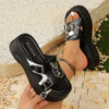 Women'S Gothic Skull &amp; Chain Accent Slide Sandals