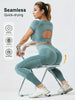 Women's 2 Piece Yoga Set - Seamless High-Waist Leggings & Open-Back Crop Top - Sports Activewear with Tummy Control for Running & Fitness - Knit Fabric, Elastane Blend, Medium Stretch, Long Length - Fall/Winter Solid Color Athletic Apparel
