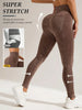 Coffee-Colored Bohemian Seamless High-Waisted Yoga Pants