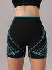 Women'S High-Waisted Black Yoga Shorts with Geometric Pattern
