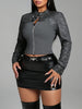 Women'S Stylish Color Block Jacket with Zipper Details