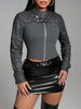 Women'S Stylish Color Block Jacket with Zipper Details