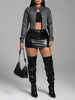 Women'S Stylish Color Block Jacket with Zipper Details
