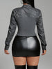 Women'S Stylish Color Block Jacket with Zipper Details