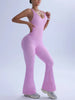 Women'S Pink Ruched Crop Top &amp; Flared Leggings Set