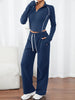 Women's Navy Blue Fleece-Lined Yoga Outfit