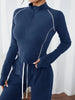 Women's Navy Blue Fleece-Lined Yoga Outfit