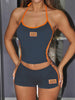 Y2K Summer Sports Color Block Letter Embroidery