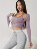 Women'S Seamless Long Sleeve Yoga Top with Built-In Bra