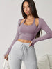 Women'S Seamless Long Sleeve Yoga Top with Built-In Bra