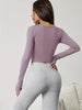 Women'S Seamless Long Sleeve Yoga Top with Built-In Bra