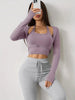 Women'S Seamless Long Sleeve Yoga Top with Built-In Bra