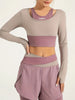 Women's Peach Colorblock Yoga Long Sleeves