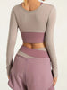 Women's Peach Colorblock Yoga Long Sleeves