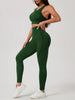 2pcs Women'S Athletic Wear Set - Solid Color High-Stretch Knit Fabric