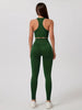 2pcs Women'S Athletic Wear Set - Solid Color High-Stretch Knit Fabric