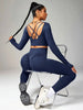 Sports Yoga Set Features a Top with Back Cross Pockets